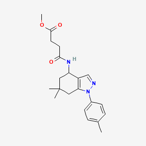 molecular formula C21H27N3O3 B6111473 methyl 4-{[6,6-dimethyl-1-(4-methylphenyl)-4,5,6,7-tetrahydro-1H-indazol-4-yl]amino}-4-oxobutanoate 