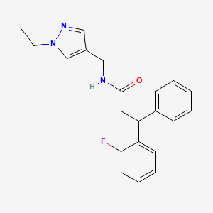 N-[(1-ethyl-1H-pyrazol-4-yl)methyl]-3-(2-fluorophenyl)-3-phenylpropanamide