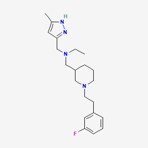 molecular formula C21H31FN4 B6111497 N-({1-[2-(3-fluorophenyl)ethyl]-3-piperidinyl}methyl)-N-[(3-methyl-1H-pyrazol-5-yl)methyl]ethanamine 