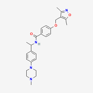 molecular formula C26H32N4O3 B6111506 4-[(3,5-dimethyl-4-isoxazolyl)methoxy]-N-{1-[4-(4-methyl-1-piperazinyl)phenyl]ethyl}benzamide 