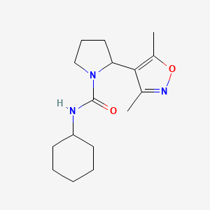 molecular formula C16H25N3O2 B6111521 N-cyclohexyl-2-(3,5-dimethyl-4-isoxazolyl)-1-pyrrolidinecarboxamide 