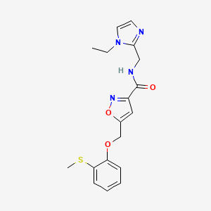 molecular formula C18H20N4O3S B6111566 N-[(1-ethyl-1H-imidazol-2-yl)methyl]-5-{[2-(methylthio)phenoxy]methyl}-3-isoxazolecarboxamide 