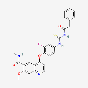 molecular formula C27H23FN4O4S B611159 4-(2-氟-4-(3-(2-苯乙酰)硫脲基)苯氧基)-7-甲氧基-N-甲基喹啉-6-甲酰胺 CAS No. 1190836-34-0