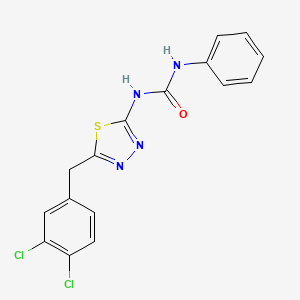 molecular formula C16H12Cl2N4OS B6111592 N-[5-(3,4-dichlorobenzyl)-1,3,4-thiadiazol-2-yl]-N'-phenylurea 