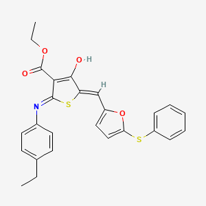 molecular formula C26H23NO4S2 B6111645 ethyl 2-[(4-ethylphenyl)amino]-4-oxo-5-{[5-(phenylthio)-2-furyl]methylene}-4,5-dihydro-3-thiophenecarboxylate 