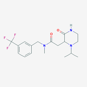 molecular formula C18H24F3N3O2 B6111660 2-(1-isopropyl-3-oxo-2-piperazinyl)-N-methyl-N-[3-(trifluoromethyl)benzyl]acetamide 