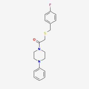 molecular formula C19H21FN2OS B6111715 1-{[(4-fluorobenzyl)thio]acetyl}-4-phenylpiperazine 