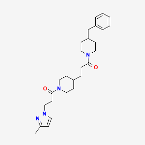 4-benzyl-1-(3-{1-[3-(3-methyl-1H-pyrazol-1-yl)propanoyl]-4-piperidinyl}propanoyl)piperidine