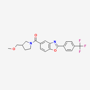 molecular formula C21H19F3N2O3 B6111772 5-{[3-(methoxymethyl)-1-pyrrolidinyl]carbonyl}-2-[4-(trifluoromethyl)phenyl]-1,3-benzoxazole 