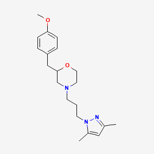 molecular formula C20H29N3O2 B6111785 4-[3-(3,5-dimethyl-1H-pyrazol-1-yl)propyl]-2-(4-methoxybenzyl)morpholine 