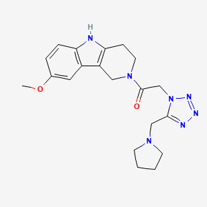 molecular formula C20H25N7O2 B6111795 8-methoxy-2-{[5-(1-pyrrolidinylmethyl)-1H-tetrazol-1-yl]acetyl}-2,3,4,5-tetrahydro-1H-pyrido[4,3-b]indole 