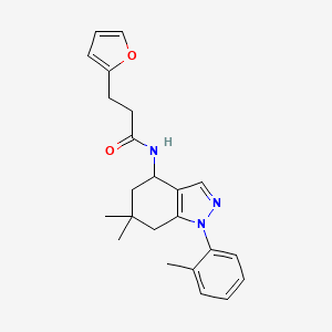 molecular formula C23H27N3O2 B6111803 N-[6,6-dimethyl-1-(2-methylphenyl)-4,5,6,7-tetrahydro-1H-indazol-4-yl]-3-(2-furyl)propanamide 
