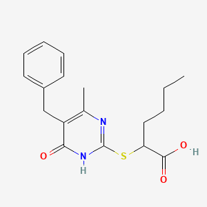 molecular formula C18H22N2O3S B6111816 2-[(5-benzyl-4-methyl-6-oxo-1,6-dihydro-2-pyrimidinyl)thio]hexanoic acid 