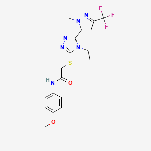 molecular formula C19H21F3N6O2S B6111824 N-(4-ethoxyphenyl)-2-({4-ethyl-5-[1-methyl-3-(trifluoromethyl)-1H-pyrazol-5-yl]-4H-1,2,4-triazol-3-yl}thio)acetamide 