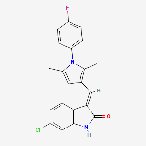 molecular formula C21H16ClFN2O B6111846 6-chloro-3-{[1-(4-fluorophenyl)-2,5-dimethyl-1H-pyrrol-3-yl]methylene}-1,3-dihydro-2H-indol-2-one 