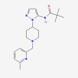 molecular formula C20H29N5O B6111850 2,2-dimethyl-N-(1-{1-[(6-methyl-2-pyridinyl)methyl]-4-piperidinyl}-1H-pyrazol-5-yl)propanamide 