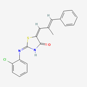 molecular formula C19H15ClN2OS B6111943 2-[(2-chlorophenyl)imino]-5-(2-methyl-3-phenyl-2-propen-1-ylidene)-1,3-thiazolidin-4-one 