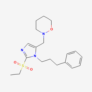 molecular formula C19H27N3O3S B6111947 2-{[2-(ethylsulfonyl)-1-(3-phenylpropyl)-1H-imidazol-5-yl]methyl}-1,2-oxazinane 