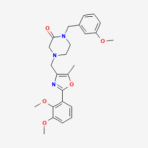 molecular formula C25H29N3O5 B6111991 4-{[2-(2,3-dimethoxyphenyl)-5-methyl-1,3-oxazol-4-yl]methyl}-1-(3-methoxybenzyl)-2-piperazinone 