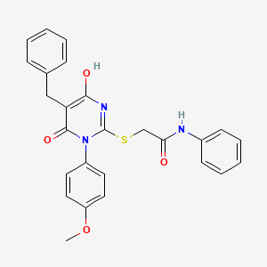 molecular formula C26H23N3O4S B6111997 2-{[5-benzyl-4-hydroxy-1-(4-methoxyphenyl)-6-oxo-1,6-dihydro-2-pyrimidinyl]thio}-N-phenylacetamide 