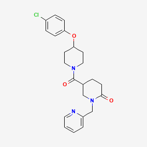 molecular formula C23H26ClN3O3 B6112016 5-{[4-(4-chlorophenoxy)-1-piperidinyl]carbonyl}-1-(2-pyridinylmethyl)-2-piperidinone 