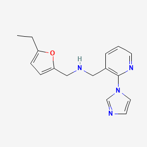 molecular formula C16H18N4O B6112038 1-(5-ethyl-2-furyl)-N-{[2-(1H-imidazol-1-yl)-3-pyridinyl]methyl}methanamine 