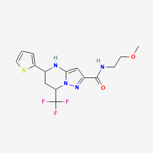 molecular formula C15H17F3N4O2S B6112041 N-(2-methoxyethyl)-5-(2-thienyl)-7-(trifluoromethyl)-4,5,6,7-tetrahydropyrazolo[1,5-a]pyrimidine-2-carboxamide 