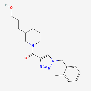 molecular formula C19H26N4O2 B6112047 3-(1-{[1-(2-methylbenzyl)-1H-1,2,3-triazol-4-yl]carbonyl}-3-piperidinyl)-1-propanol 
