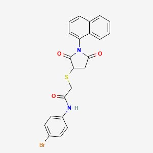 molecular formula C22H17BrN2O3S B6112070 N-(4-bromophenyl)-2-{[1-(1-naphthyl)-2,5-dioxo-3-pyrrolidinyl]thio}acetamide 