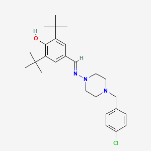 2,6-di-tert-butyl-4-({[4-(4-chlorobenzyl)-1-piperazinyl]imino}methyl)phenol