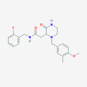 molecular formula C22H26FN3O3 B6112079 N-(2-fluorobenzyl)-2-[1-(4-methoxy-3-methylbenzyl)-3-oxo-2-piperazinyl]acetamide 