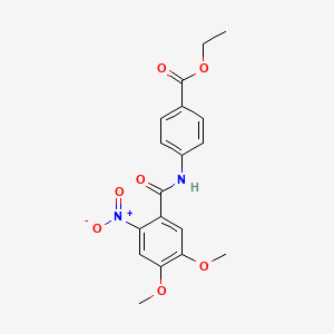 molecular formula C18H18N2O7 B6112095 ethyl 4-[(4,5-dimethoxy-2-nitrobenzoyl)amino]benzoate 