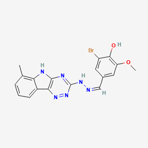 molecular formula C18H15BrN6O2 B6112113 3-bromo-4-hydroxy-5-methoxybenzaldehyde (6-methyl-5H-[1,2,4]triazino[5,6-b]indol-3-yl)hydrazone 