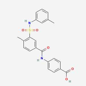 molecular formula C22H20N2O5S B6112135 4-[(4-methyl-3-{[(3-methylphenyl)amino]sulfonyl}benzoyl)amino]benzoic acid 