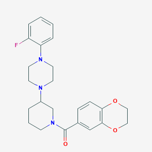 molecular formula C24H28FN3O3 B6112145 1-[1-(2,3-dihydro-1,4-benzodioxin-6-ylcarbonyl)-3-piperidinyl]-4-(2-fluorophenyl)piperazine 
