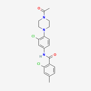 molecular formula C20H21Cl2N3O2 B6112178 N-[4-(4-acetyl-1-piperazinyl)-3-chlorophenyl]-2-chloro-4-methylbenzamide 