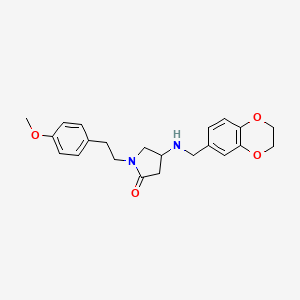 molecular formula C22H26N2O4 B6112180 4-[(2,3-dihydro-1,4-benzodioxin-6-ylmethyl)amino]-1-[2-(4-methoxyphenyl)ethyl]-2-pyrrolidinone 