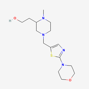 molecular formula C15H26N4O2S B6112236 2-(1-methyl-4-{[2-(4-morpholinyl)-1,3-thiazol-5-yl]methyl}-2-piperazinyl)ethanol 