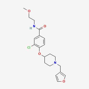 molecular formula C20H25ClN2O4 B6112243 3-chloro-4-{[1-(3-furylmethyl)-4-piperidinyl]oxy}-N-(2-methoxyethyl)benzamide 