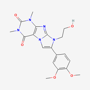 molecular formula C19H21N5O5 B6112298 7-(3,4-dimethoxyphenyl)-8-(2-hydroxyethyl)-1,3-dimethyl-1H-imidazo[2,1-f]purine-2,4(3H,8H)-dione 
