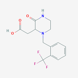 molecular formula C14H15F3N2O3 B6112315 {3-oxo-1-[2-(trifluoromethyl)benzyl]-2-piperazinyl}acetic acid 