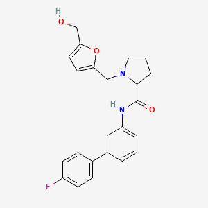 molecular formula C23H23FN2O3 B6112344 N-(4'-fluoro-3-biphenylyl)-1-{[5-(hydroxymethyl)-2-furyl]methyl}prolinamide 