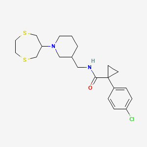 molecular formula C21H29ClN2OS2 B6112361 1-(4-chlorophenyl)-N-{[1-(1,4-dithiepan-6-yl)-3-piperidinyl]methyl}cyclopropanecarboxamide 