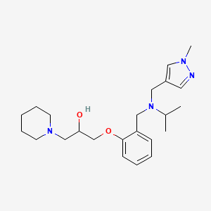 molecular formula C23H36N4O2 B6112369 1-[2-({isopropyl[(1-methyl-1H-pyrazol-4-yl)methyl]amino}methyl)phenoxy]-3-(1-piperidinyl)-2-propanol 