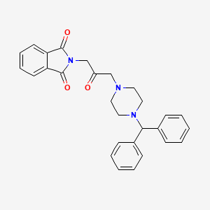 molecular formula C28H27N3O3 B6112379 2-{3-[4-(diphenylmethyl)-1-piperazinyl]-2-oxopropyl}-1H-isoindole-1,3(2H)-dione 