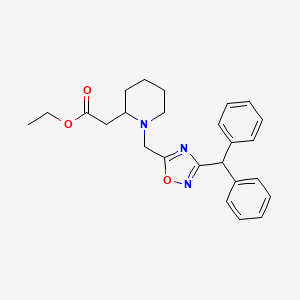molecular formula C25H29N3O3 B6112391 ethyl (1-{[3-(diphenylmethyl)-1,2,4-oxadiazol-5-yl]methyl}-2-piperidinyl)acetate 