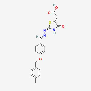 molecular formula C20H19N3O4S B6112403 [2-({4-[(4-methylbenzyl)oxy]benzylidene}hydrazono)-4-oxo-1,3-thiazolidin-5-yl]acetic acid 
