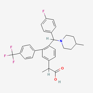 molecular formula C29H29F4NO2 B611242 6-[(4-Fluorophenyl)(4-methyl-1-piperidinyl)methyl]-a-methyl-4'-(trifluoromethyl)-[1,1'-biphenyl]-3-acetic acid CAS No. 1257395-14-4