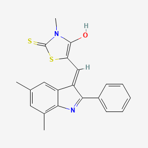 molecular formula C21H18N2OS2 B6112423 5-[(5,7-dimethyl-2-phenyl-1H-indol-3-yl)methylene]-3-methyl-2-thioxo-1,3-thiazolidin-4-one 