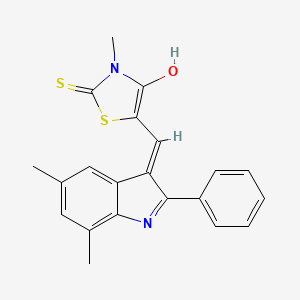 5-[(5,7-dimethyl-2-phenyl-1H-indol-3-yl)methylene]-3-methyl-2-thioxo-1,3-thiazolidin-4-one